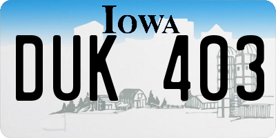 IA license plate DUK403