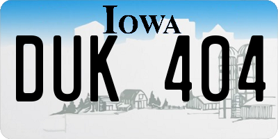 IA license plate DUK404