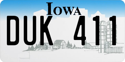 IA license plate DUK411