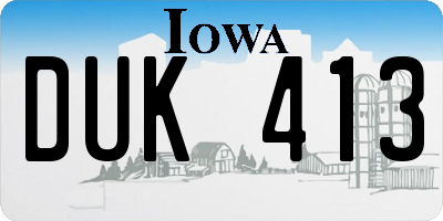 IA license plate DUK413