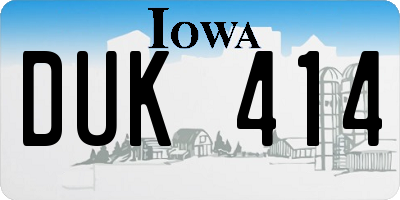 IA license plate DUK414