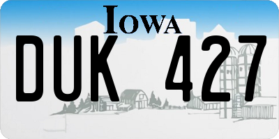 IA license plate DUK427