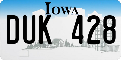 IA license plate DUK428