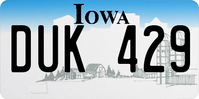 IA license plate DUK429