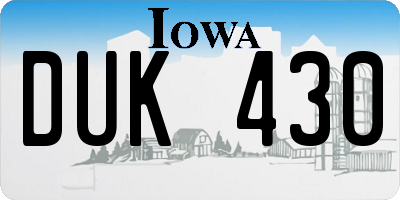IA license plate DUK430