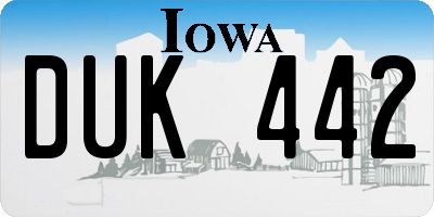 IA license plate DUK442