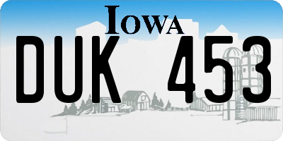 IA license plate DUK453