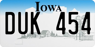 IA license plate DUK454