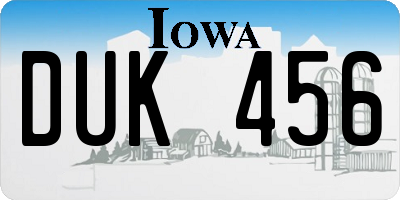 IA license plate DUK456