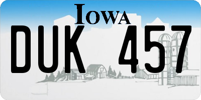 IA license plate DUK457