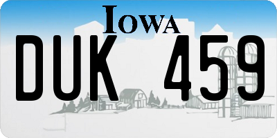 IA license plate DUK459