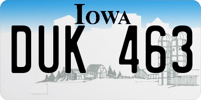 IA license plate DUK463