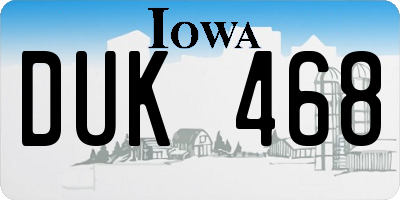 IA license plate DUK468