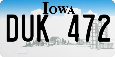 IA license plate DUK472