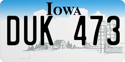 IA license plate DUK473