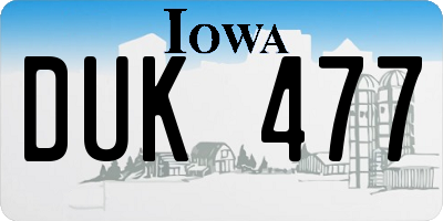 IA license plate DUK477