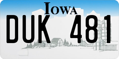 IA license plate DUK481