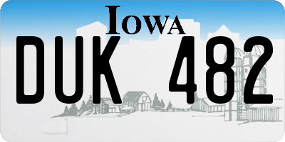IA license plate DUK482