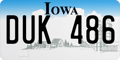 IA license plate DUK486