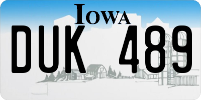IA license plate DUK489