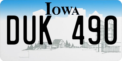 IA license plate DUK490