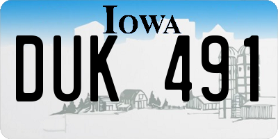 IA license plate DUK491