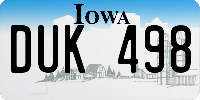 IA license plate DUK498