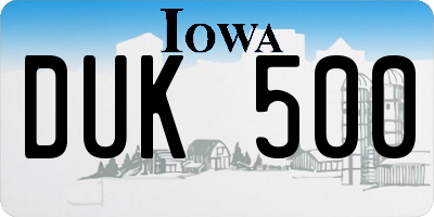 IA license plate DUK500