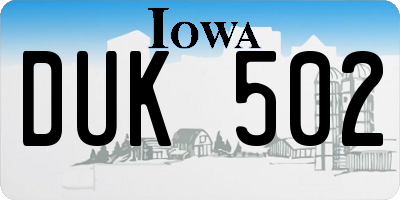 IA license plate DUK502