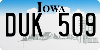 IA license plate DUK509