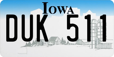 IA license plate DUK511