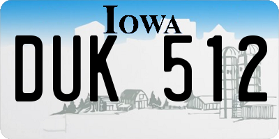 IA license plate DUK512