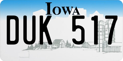 IA license plate DUK517