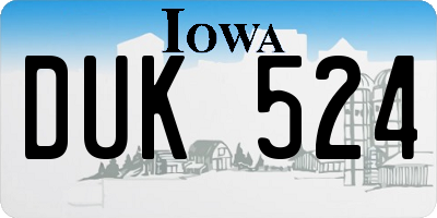 IA license plate DUK524