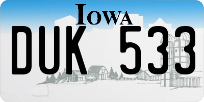 IA license plate DUK533