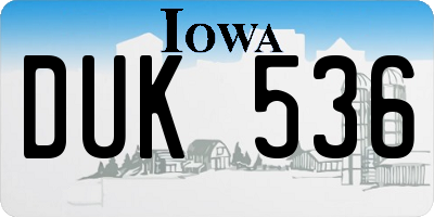 IA license plate DUK536