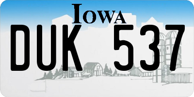 IA license plate DUK537