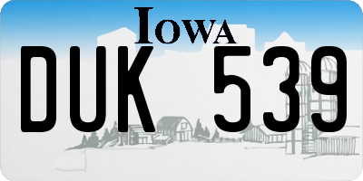 IA license plate DUK539