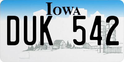 IA license plate DUK542