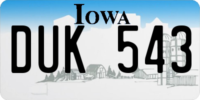 IA license plate DUK543