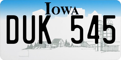 IA license plate DUK545