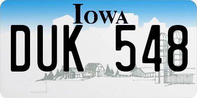 IA license plate DUK548