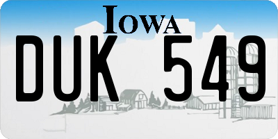 IA license plate DUK549