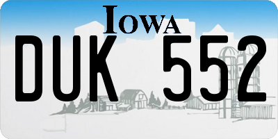 IA license plate DUK552
