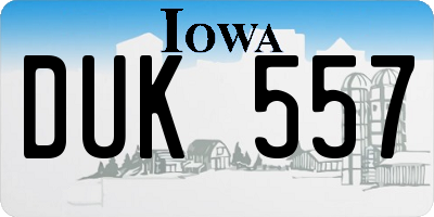 IA license plate DUK557