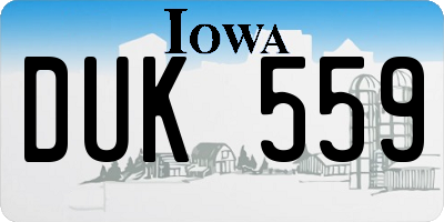 IA license plate DUK559