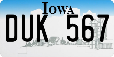 IA license plate DUK567