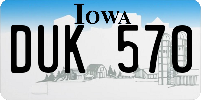 IA license plate DUK570