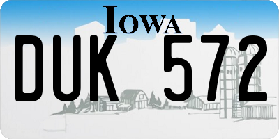 IA license plate DUK572
