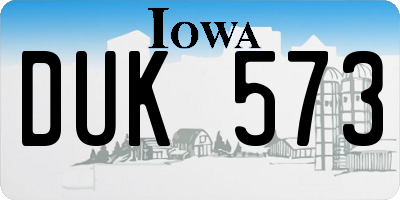 IA license plate DUK573